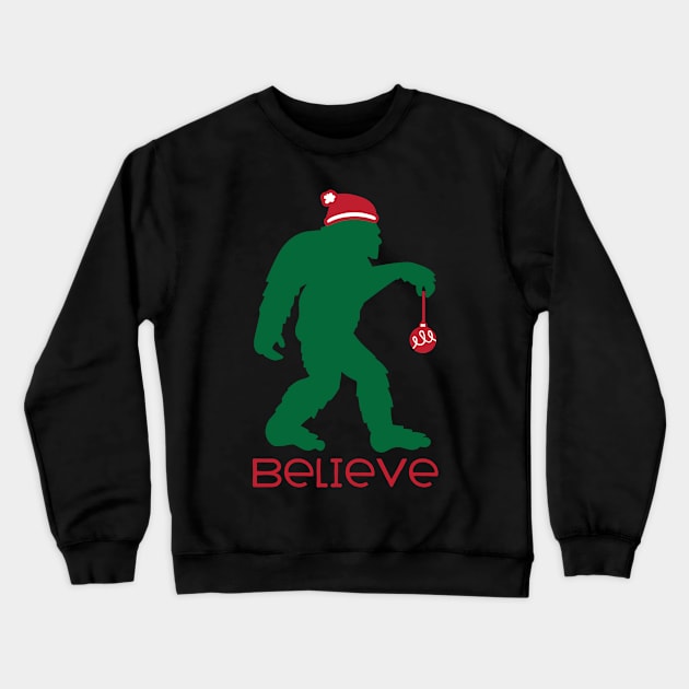 Believe Bigfoot Santa Claus funny Bigfoot lover Christmas gift Crewneck Sweatshirt by BadDesignCo